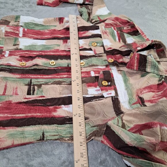 Drapers & Damons Top Women PL Long Sleeve Button Up Artsy Multi Color Cotton - Picture 7 of 10